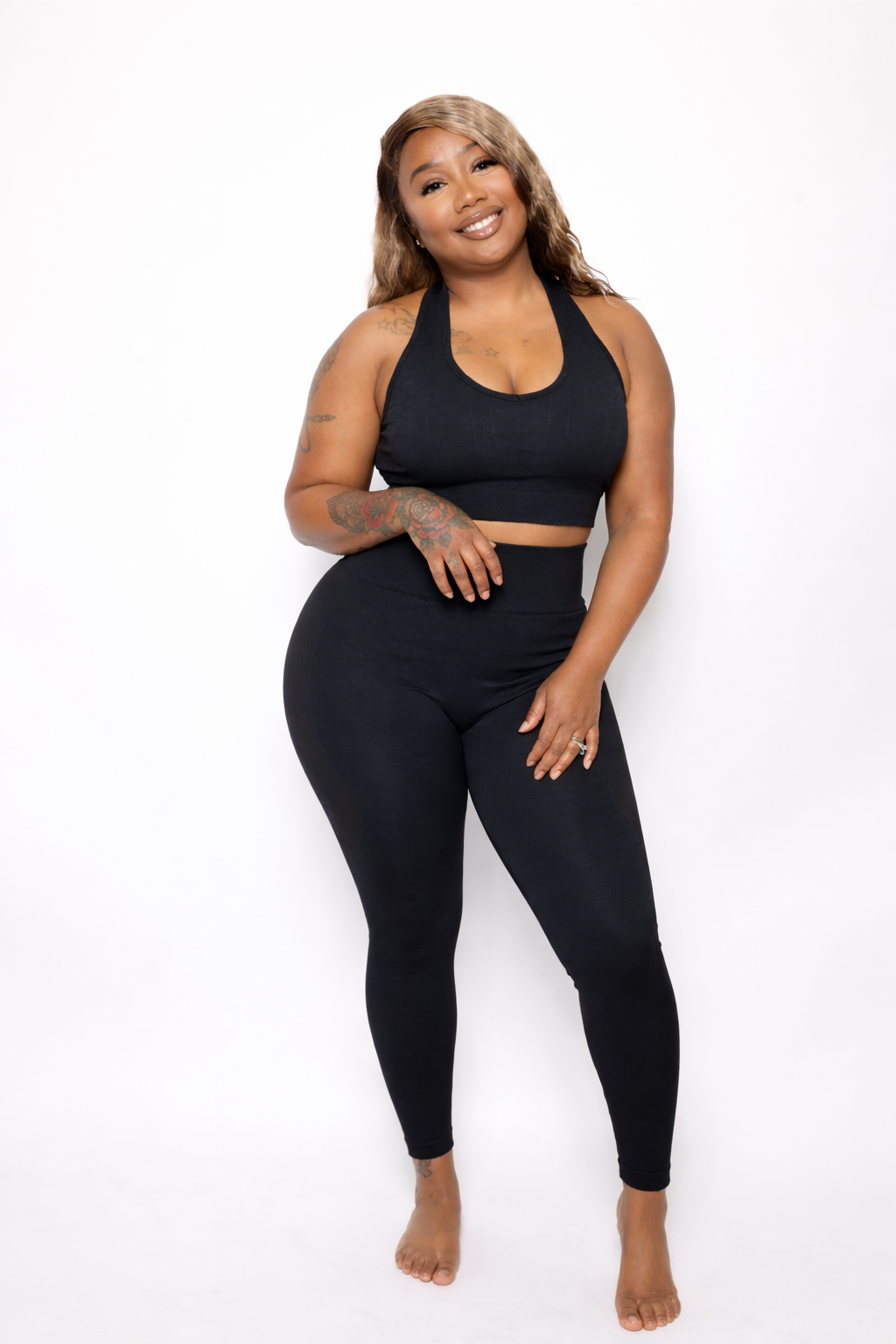 Midnight Black leopard 2 piece yoga set